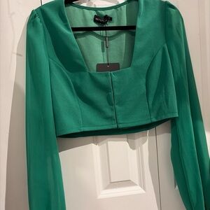 PrettyLittleThing Emerald Long Sleeve Blouse